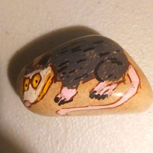 Opossum, Painted Art Rock Paper Weight Rare Stone #eshopchicago
